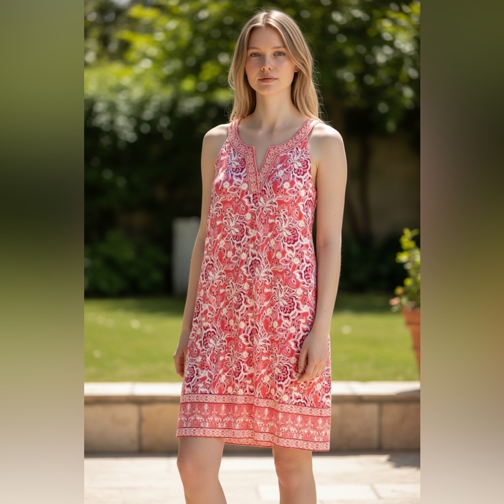 Market & Spruce Alhambra Embroidered Trim Knit Dress Women’s Size S